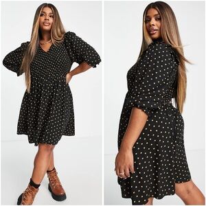 NWT Madewell Lucie V-Neck Smocked Mini Dress in Oval Dot